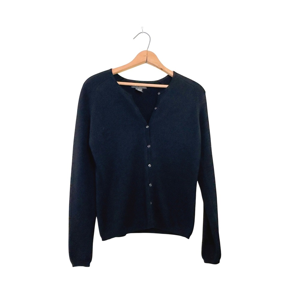 Vintage 90's Banana Republic Cardigan Black Extra Fine Merino Wool S
